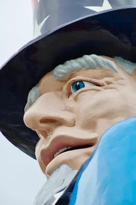 Close-up of Uncle Sam statue's face